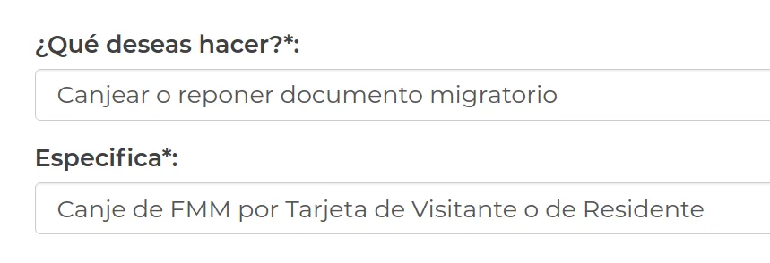 First part of the "solicitud" form